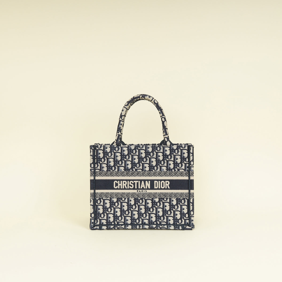 Christian Dior Navy Blue Oblique Small Book Tote Bag w/ UP INITIALS