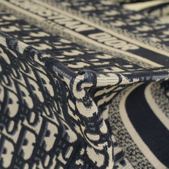 Christian Dior Navy Blue Oblique Small Book Tote Bag w/ UP INITIALS