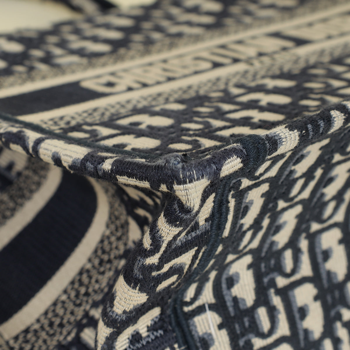 Christian Dior Navy Blue Oblique Small Book Tote Bag w/ UP INITIALS