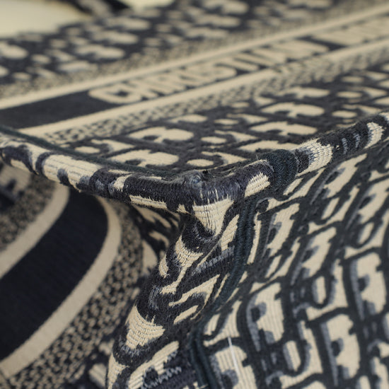 Christian Dior Navy Blue Oblique Small Book Tote Bag w/ UP INITIALS