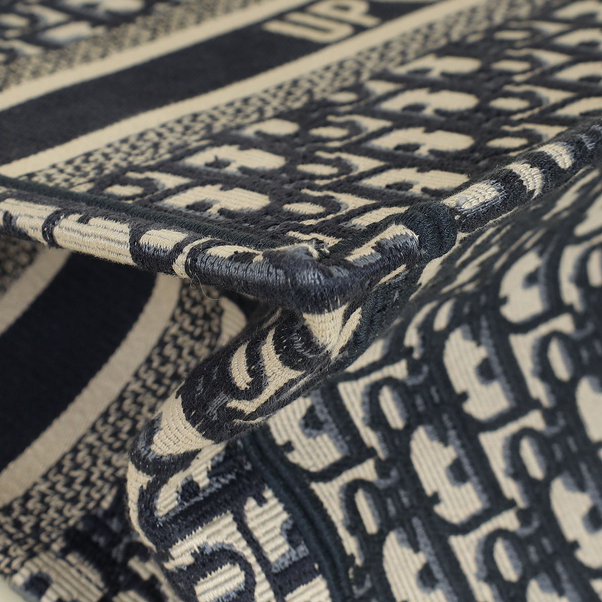 Christian Dior Navy Blue Oblique Small Book Tote Bag w/ UP INITIALS