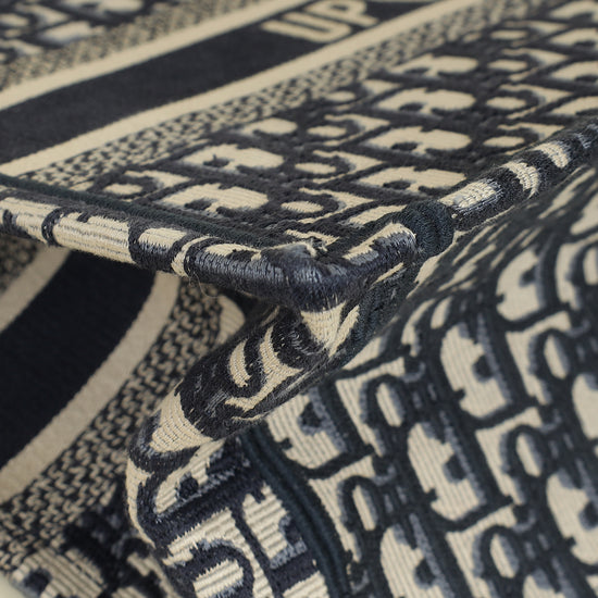 Christian Dior Navy Blue Oblique Small Book Tote Bag w/ UP INITIALS