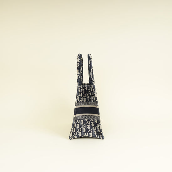 Christian Dior Navy Blue Oblique Small Book Tote Bag w/ UP INITIALS