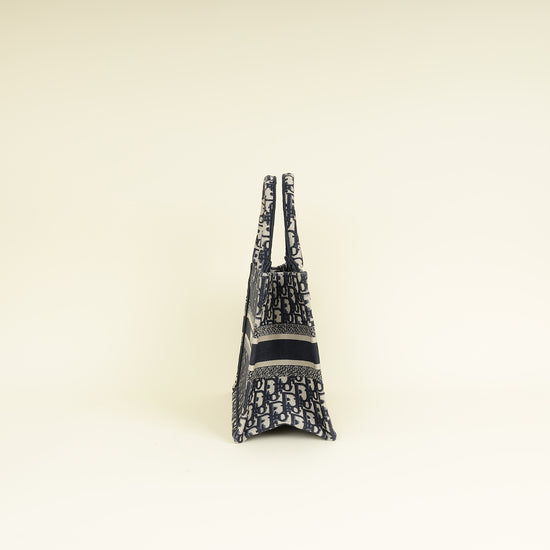 Christian Dior Navy Blue Oblique Small Book Tote Bag w/ UP INITIALS