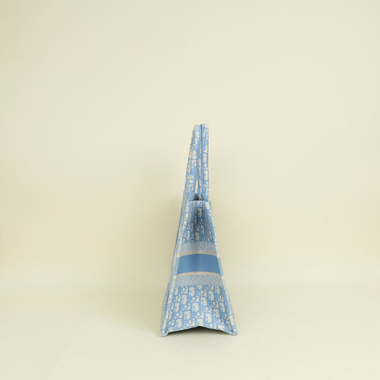 Christian Dior Light Blue Oblique Book Medium Tote Bag