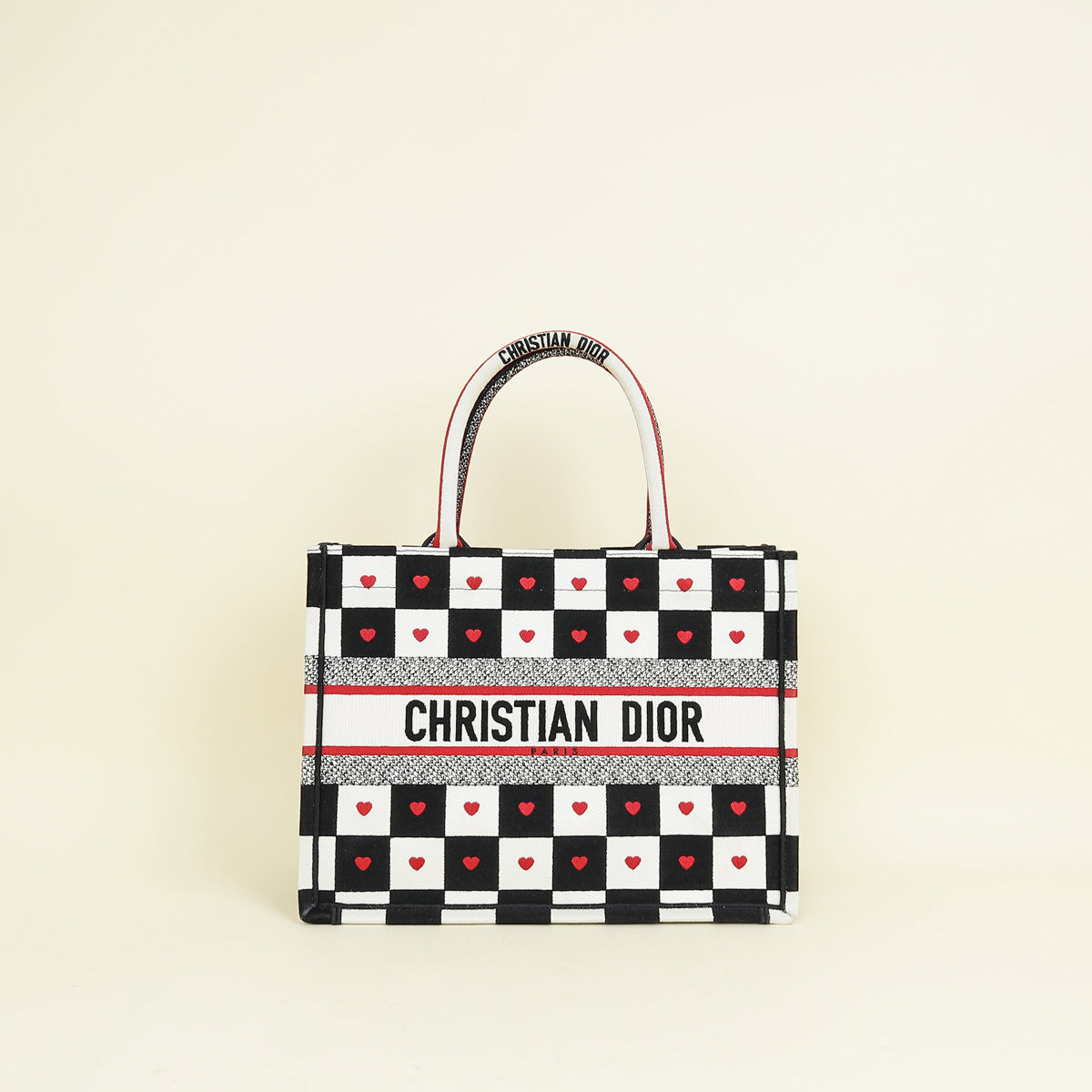 Christian Dior Tricolor Dioramour D-Chess Heart Book Medium Tote Bag
