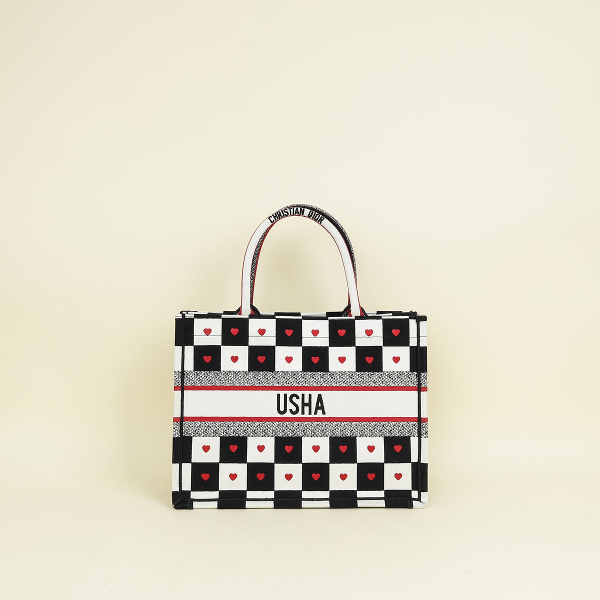 Christian Dior Tricolor Dioramour D-Chess Heart Book Medium Tote Bag