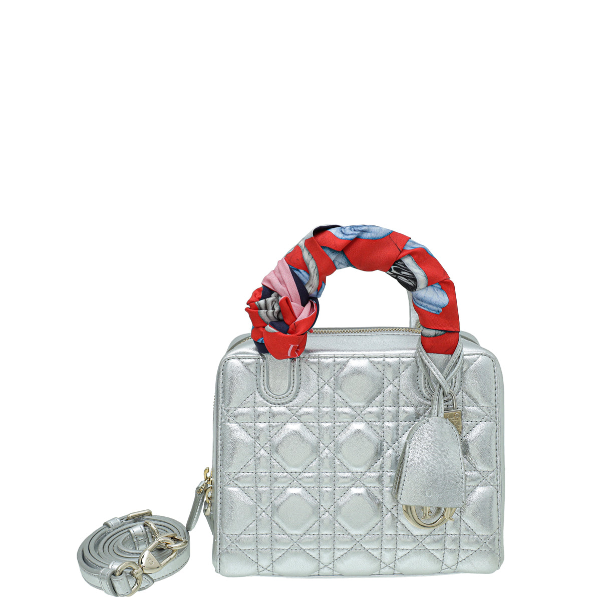 Christian Dior Metallic Silver Lily Bag W/ Twilly-Christian Dior-THE CLOSET