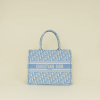 Christian Dior Light Blue Oblique Book Tote Medium Bag W/ USH Initial
