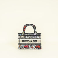 Christian Dior Multicolor Mille Fleurs Embroidery Mini Book Tote Bag W/ UP Initial