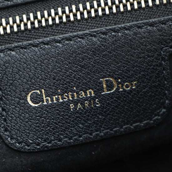 Christian Dior Black Goatskin Double Saddle Pouch Crossbody Bag