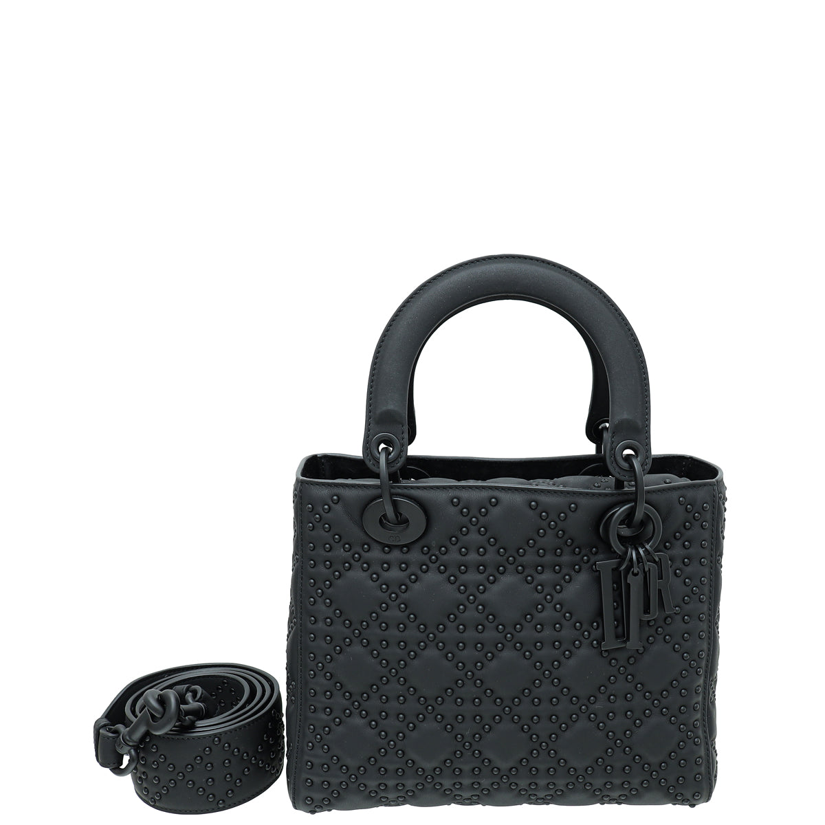 Christian Dior So Black Supple Lady Dior Studded Medium Bag-Christian Dior-THE CLOSET