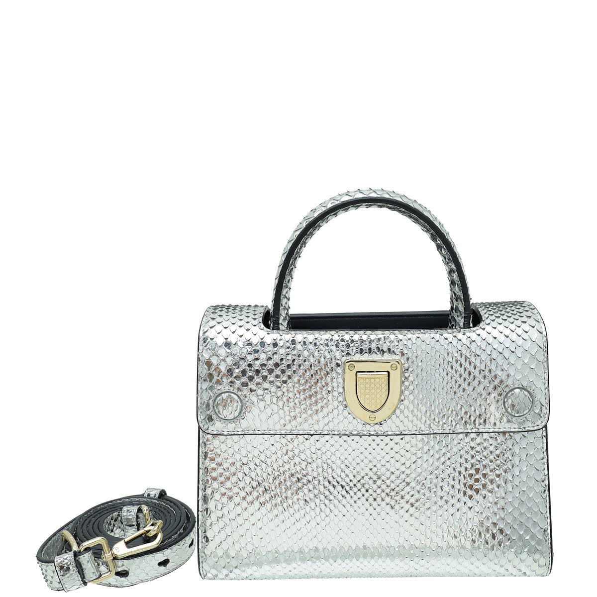 Christian Dior Metallic Silver Python Diorever Mini Bag