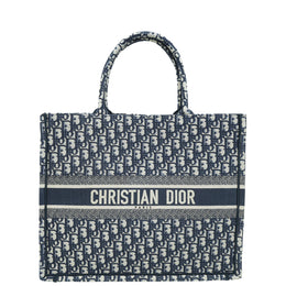 Christian Dior Navy Blue Oblique Book Tote Large Bag