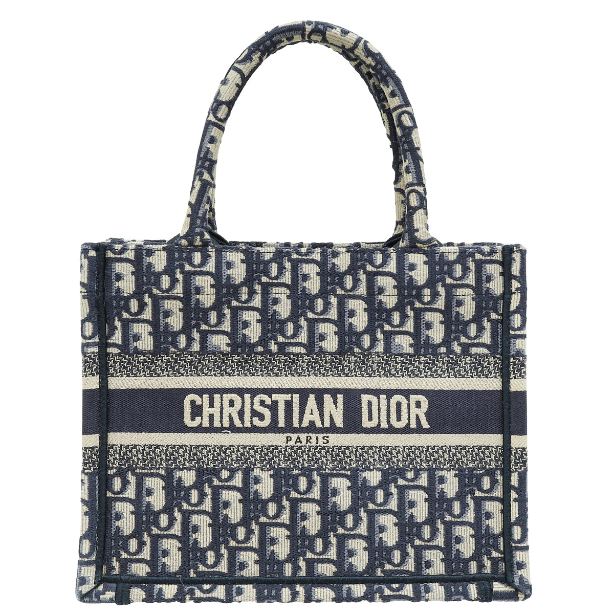 Christian Dior Navy Blue Oblique Book Tote Small Bag-Christian Dior-THE CLOSET