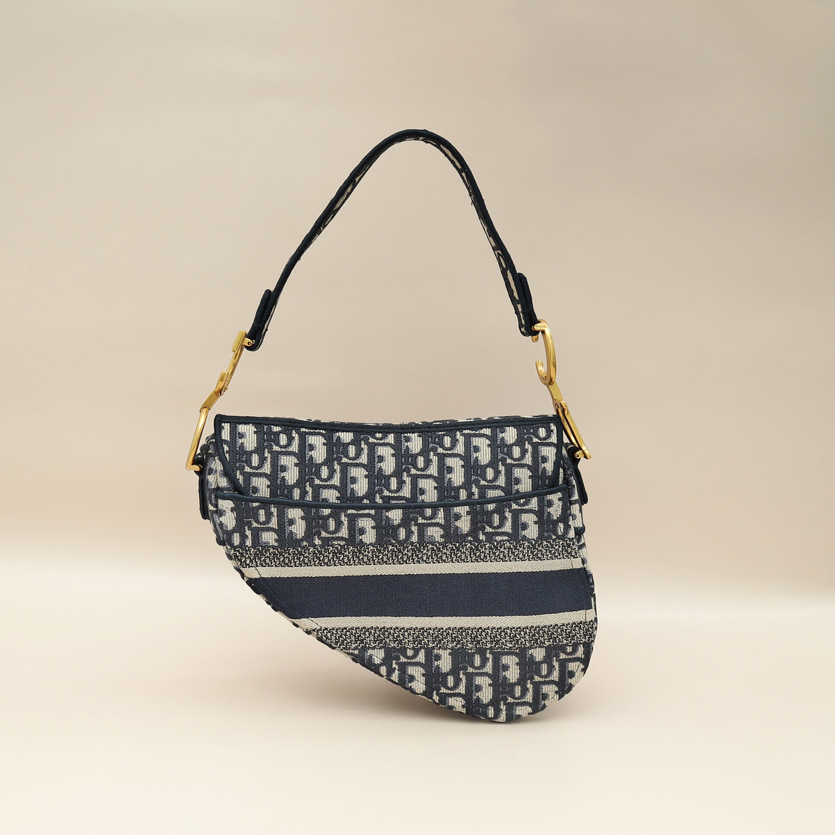 Christian Dior Navy Blue Oblique Saddle Medium Bag-Christian Dior-THE CLOSET