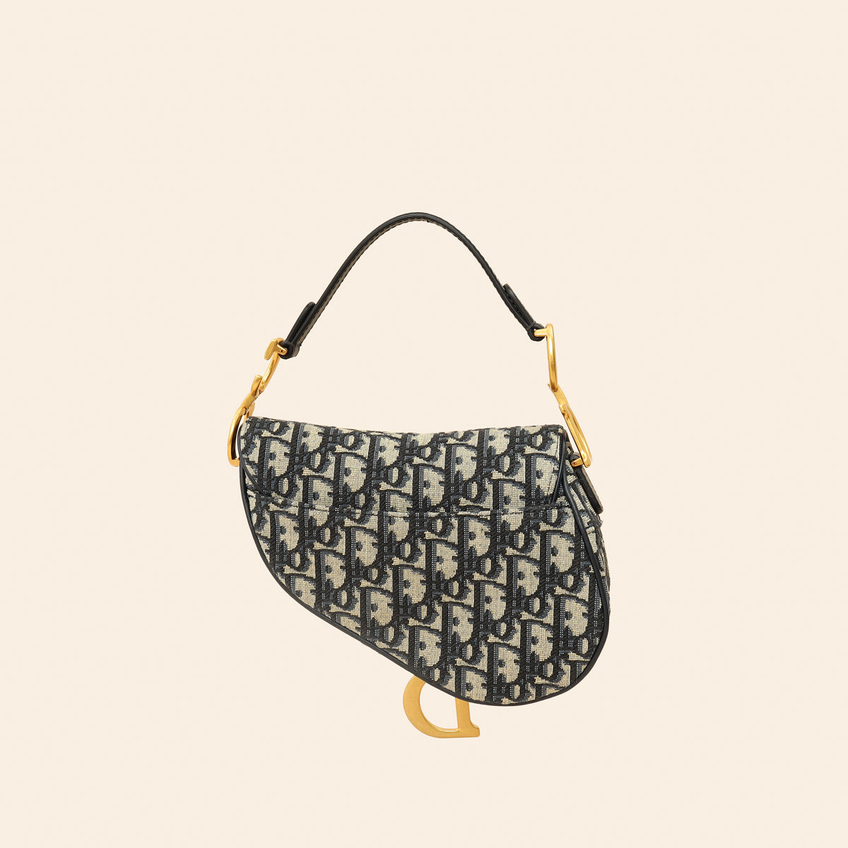 Christian Dior Navy Blue Mini Saddle Bag w/Strap-Christian Dior-THE CLOSET