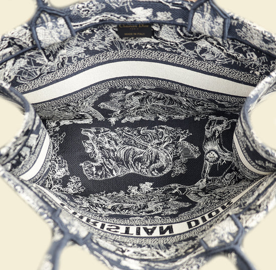 Christian Dior Bicolor Toile De Jouy Reverse Embroidered Book Medium Tote Bag