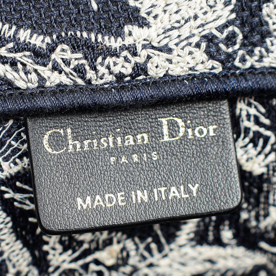 Christian Dior Bicolor Toile De Jouy Reverse Embroidered Book Medium Tote Bag