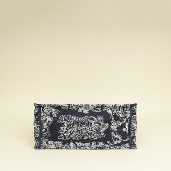 Christian Dior Bicolor Toile De Jouy Reverse Embroidered Book Medium Tote Bag