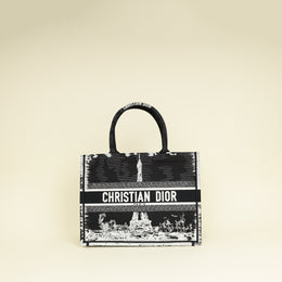 Christian Dior Paris w/ Eiffel Tower Embroidered Book Medium Tote Bag