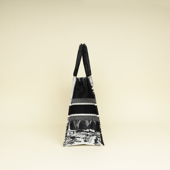 Christian Dior Paris w/ Eiffel Tower Embroidered Book Medium Tote Bag