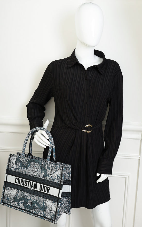 Christian Dior Tricolor "Around the World" Embroidered Book Medium Tote Bag