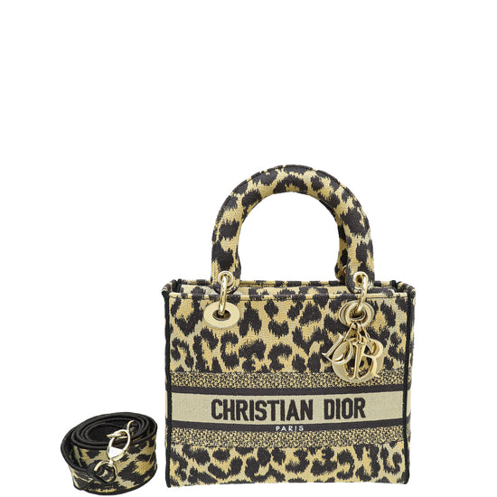 Christian Dior Beige Lady D-Lite Mizza Embroidered Medium Bag