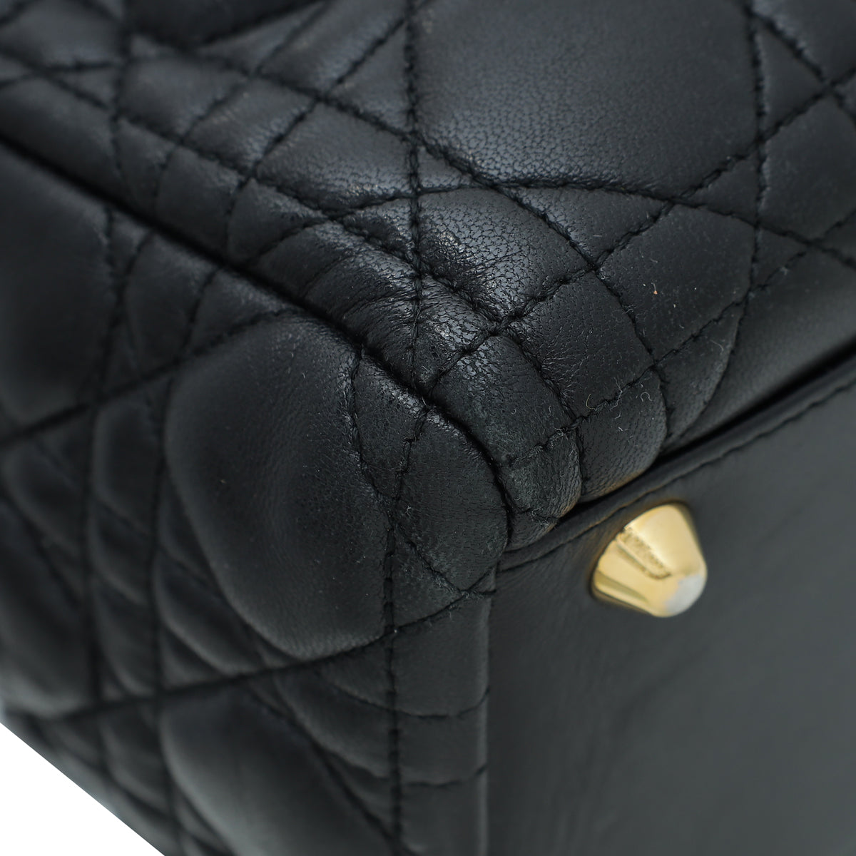 Christian Dior Black Lady Dior Lambskin Large Bag