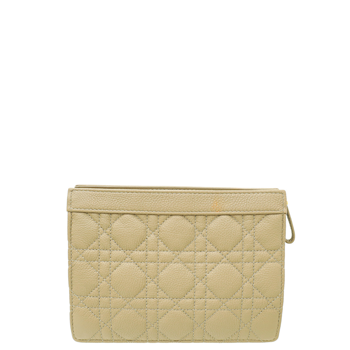 Christian Dior Beige Caro Zipped Pouch With Chain-Christian Dior-THE CLOSET