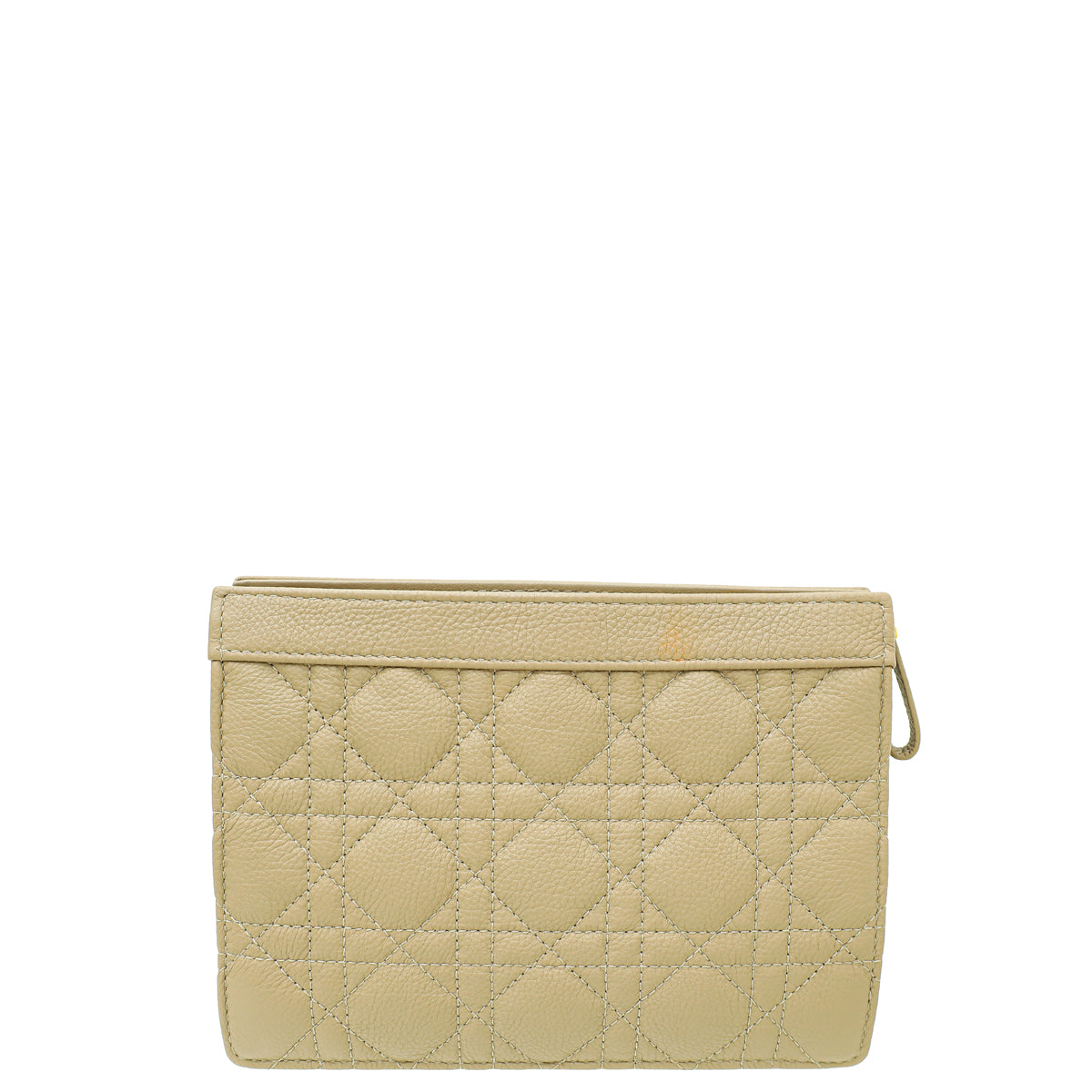 Christian Dior Beige Caro Zipped Pouch With Chain