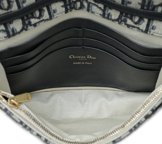 Christian Dior Blue Saddle Chain Pouch