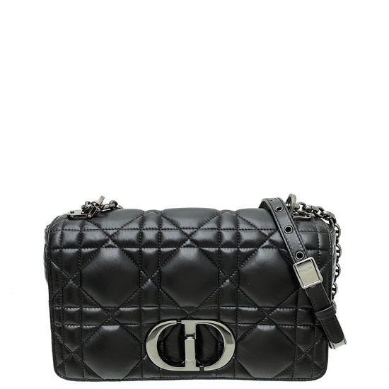 Christian Dior Black Caro Soft Cannage Large Shoulder Bag