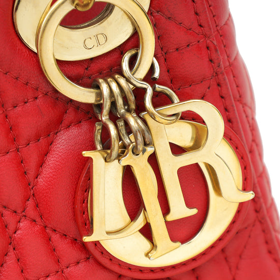 Christian Dior Red Lady Dior Mini Strap Bag