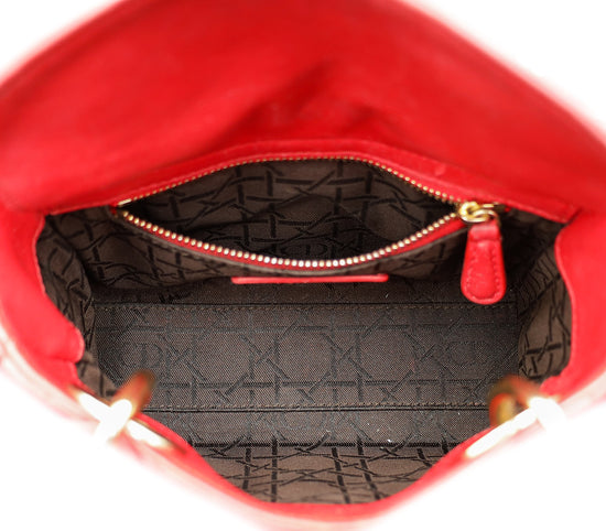 Christian Dior Red Lady Dior Mini Strap Bag