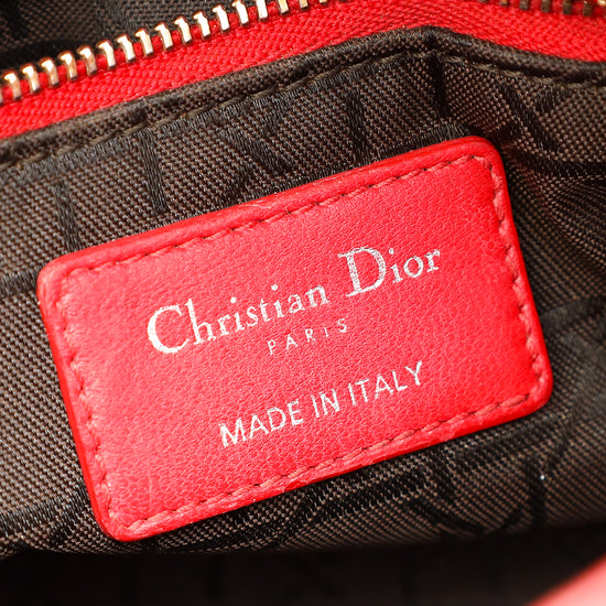 Christian Dior Red Lady Dior Mini Strap Bag