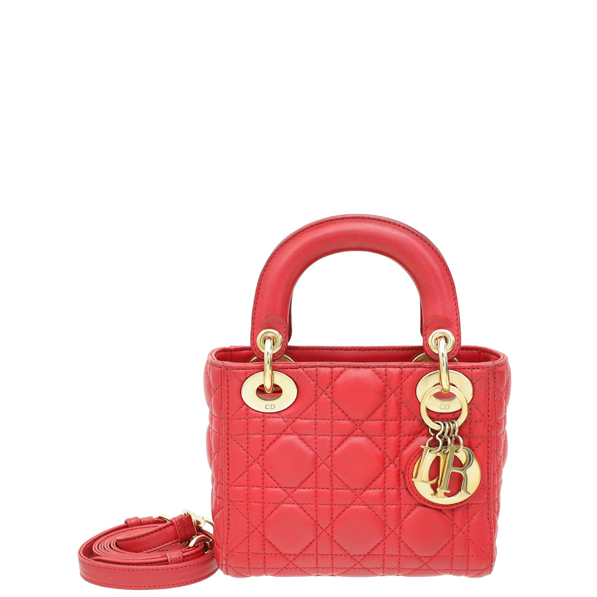 Christian Dior Red Lady Dior Mini Strap Bag