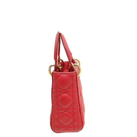 Christian Dior Red Lady Dior Mini Strap Bag