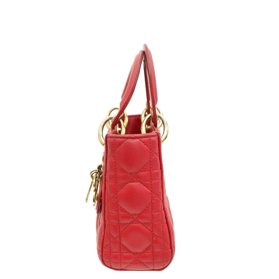 Christian Dior Red Lady Dior Mini Strap Bag