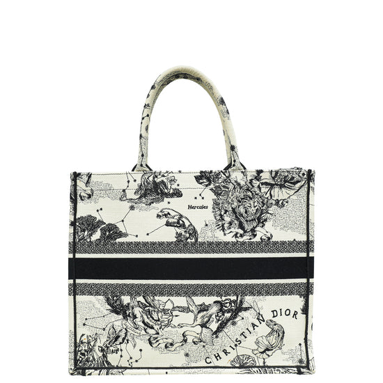 Christian Dior Bicolor Toile de Jouy Zodiac Embroidery Book Tote Large Bag