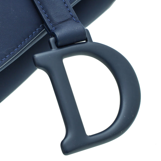 Christian Dior Navy Blue Ultra Matte Saddle Medium Bag