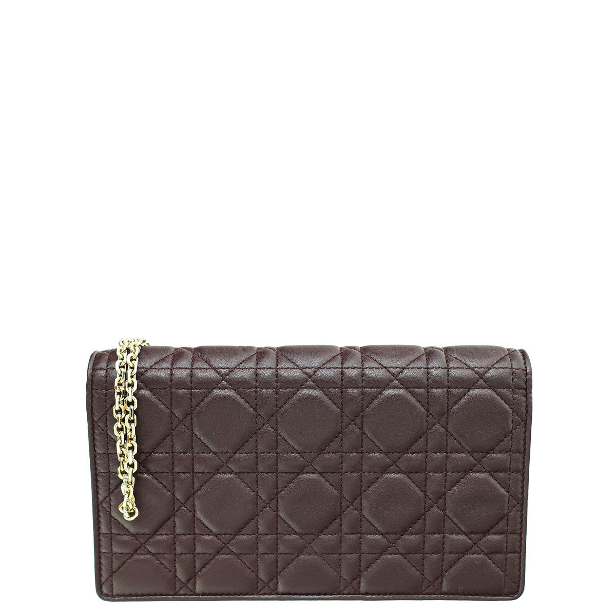 Christian Dior Burgundy Lady Dior Cannage Chain Pouch-Christian Dior-THE CLOSET