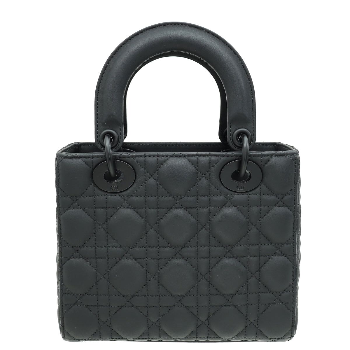 Christian Dior Black Ultramatte My ABCDior Lady Dior Small Bag W/ "I,M & Bee" Badge on Strap-Christian Dior-THE CLOSET