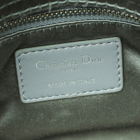 Christian Dior Grey Satin Strass Cannage Lady Dior Mini Bag