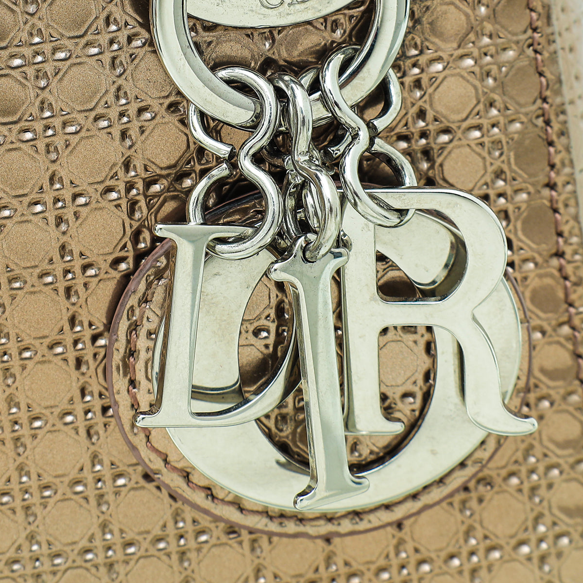 Christian Dior Metallic Rose Gold Micro Cannage Chain Lady Dior Mini Bag