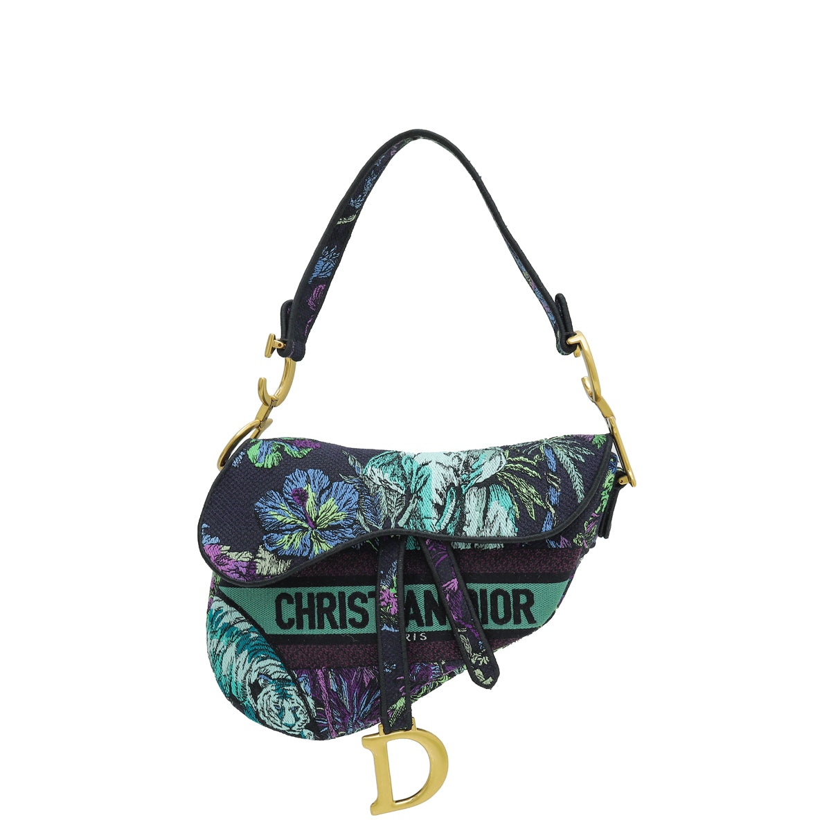 Christian Dior Multicolor Saddle Toile de Jouy Voyage Embroidery Medium Bag-Christian Dior-THE CLOSET