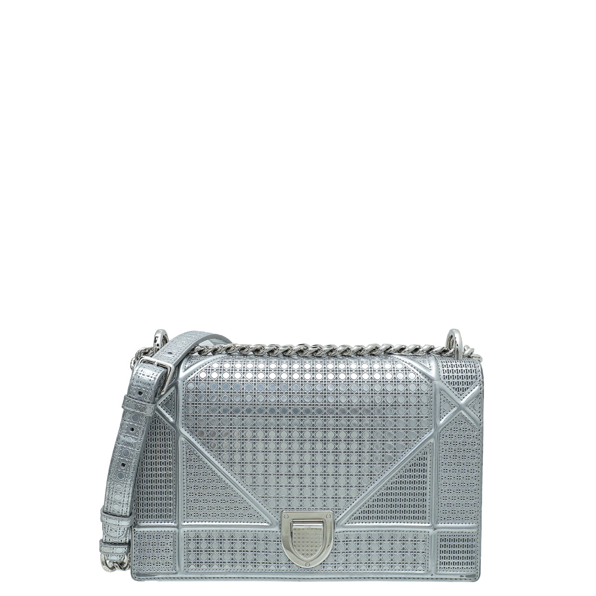Christian Dior Silver Micro Cannage Diorama Medium Shoulder Bag-Christian Dior-THE CLOSET