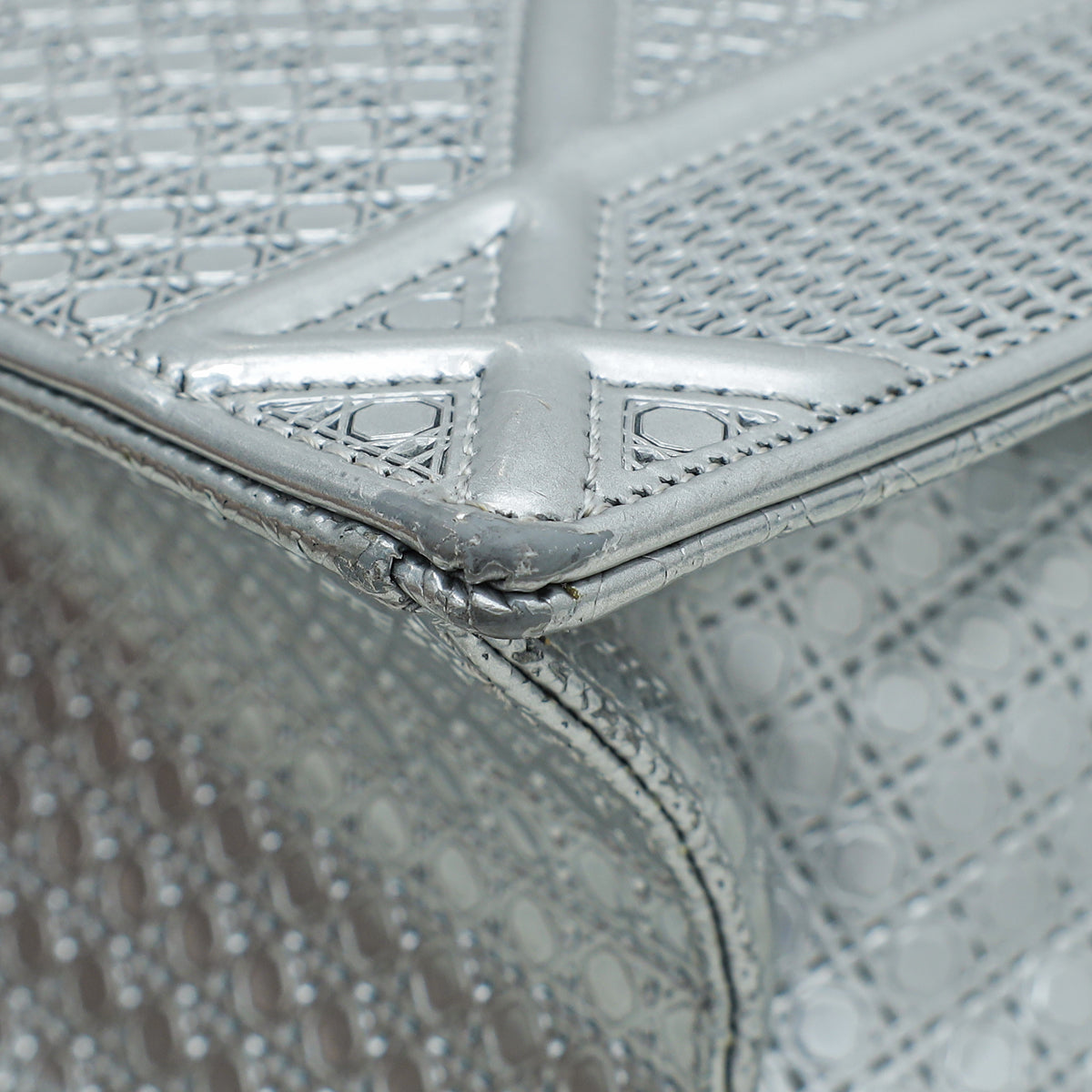 Christian Dior Silver Micro Cannage Diorama Medium Shoulder Bag