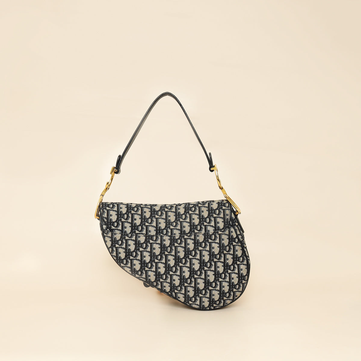 Christian Dior Navy Blue Oblique Saddle Medium Bag-Christian Dior-THE CLOSET