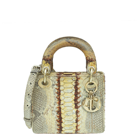 Christian Dior Bicolor Python Mini Lady Dior Bag